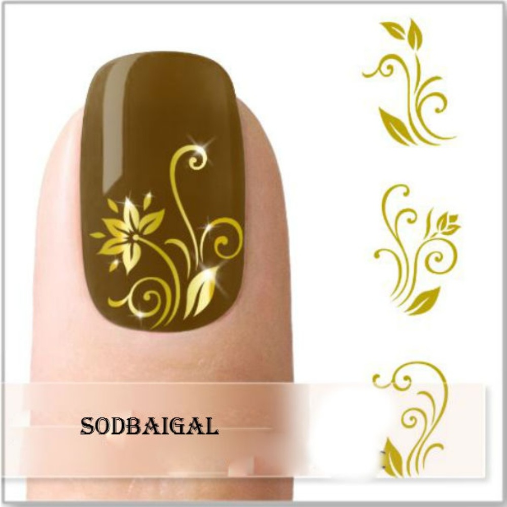 Flower Swirl - Nail Art Decal - blue66